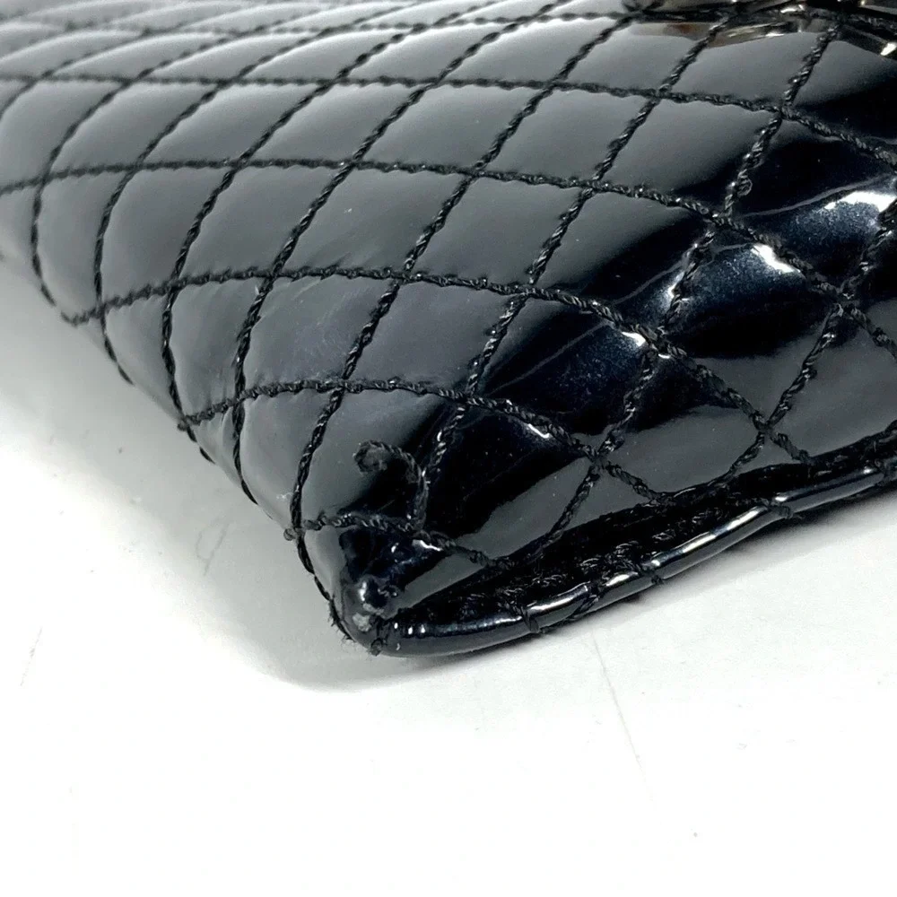 CHANEL Black Leather Logo Pouch